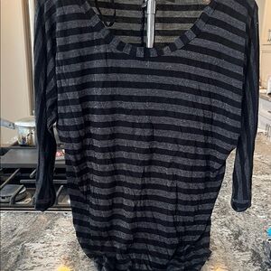 BKE Black and Gray Striped Long Sleeve Top